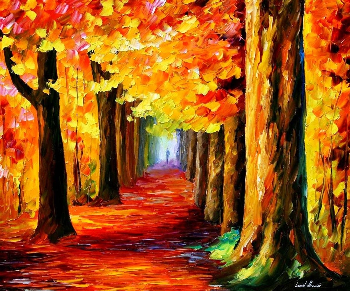 Осенний лес красками